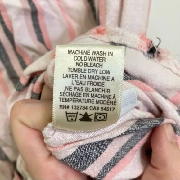 CLOTH & STONE Mini Dress Strapless Striped Linen Blend Pink & Gray Medium - Picture 7 of 7